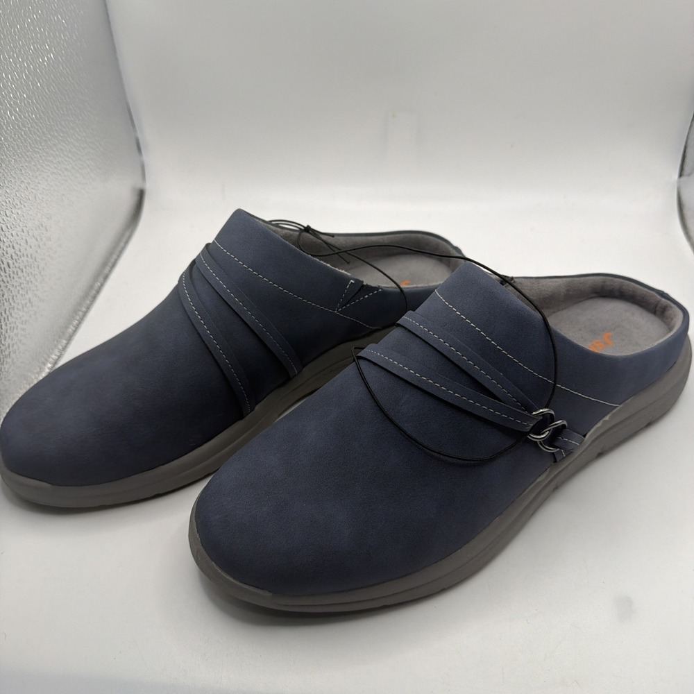 JSport Womens Slip On‎ Gina Mule Shoes Easy On &Light Clogs Comfort Navy Size 8